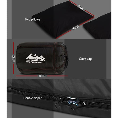 Weisshorn Sleeping Bag Double Pillow Thermal Camping Hiking Tent Grey