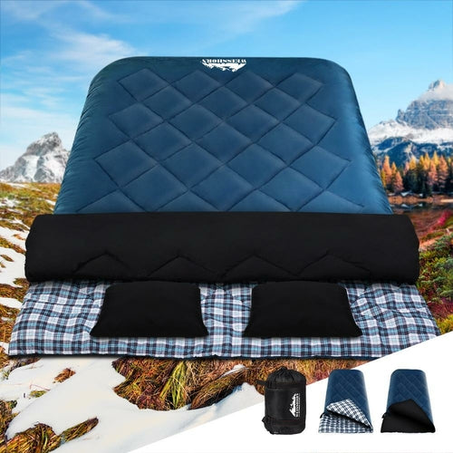 Weisshorn Sleeping Bag Double Pillow Thermal Camping Hiking Tent Blue